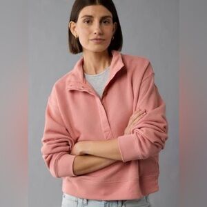 american eagle • cropped henley fleece sweatshirt | XS